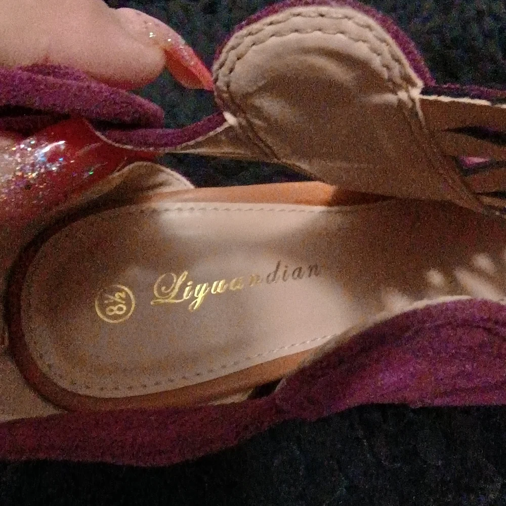 Liyuandian Woman's Platform Open Toe Elegant Burgundy Women's Heels Size 8.5 - Picture 14 of 14